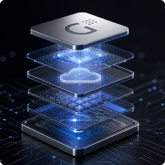 A stack of servers representing a global GetNet platform architecture.
