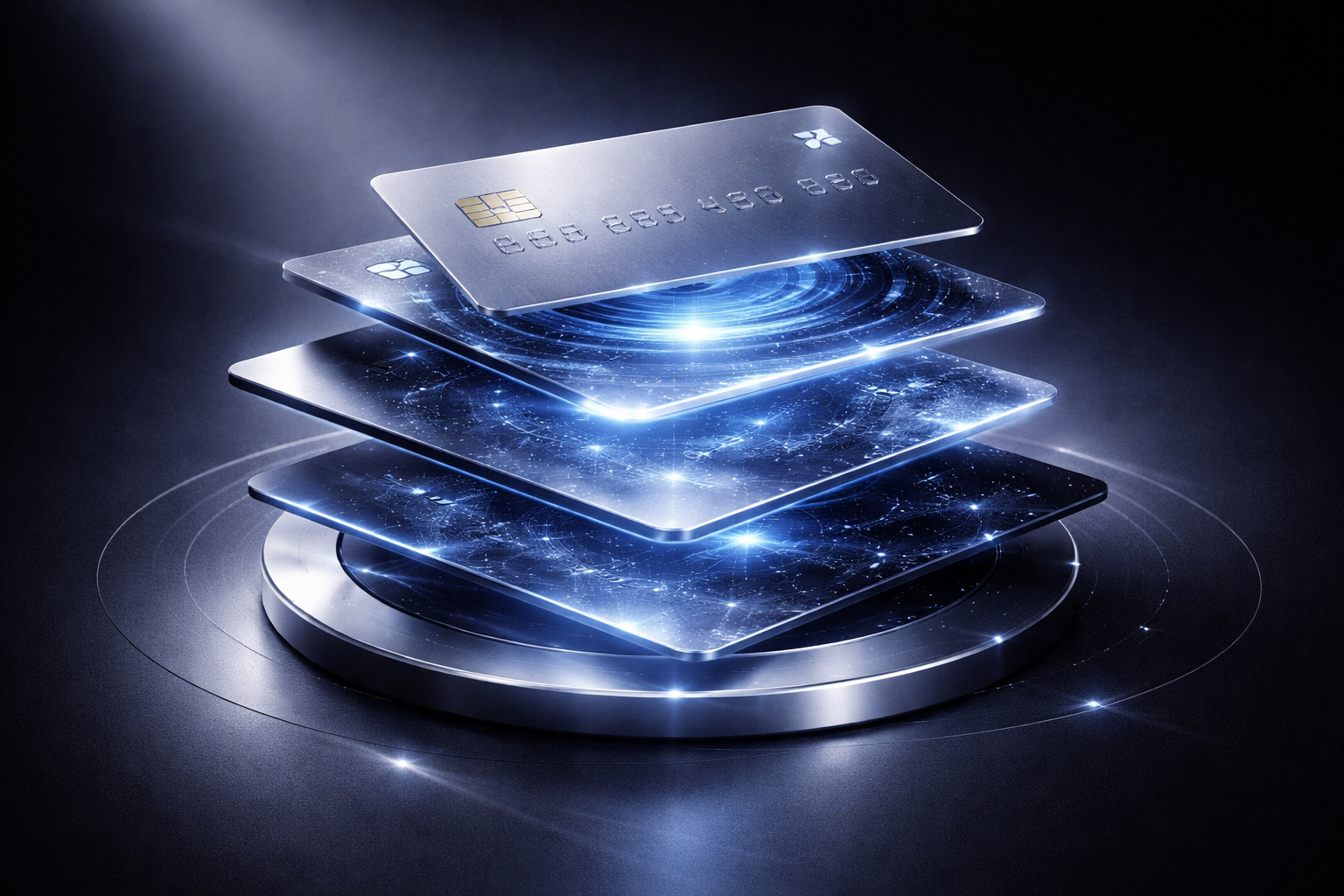 a card on a stack of circuits representing a robust global platform