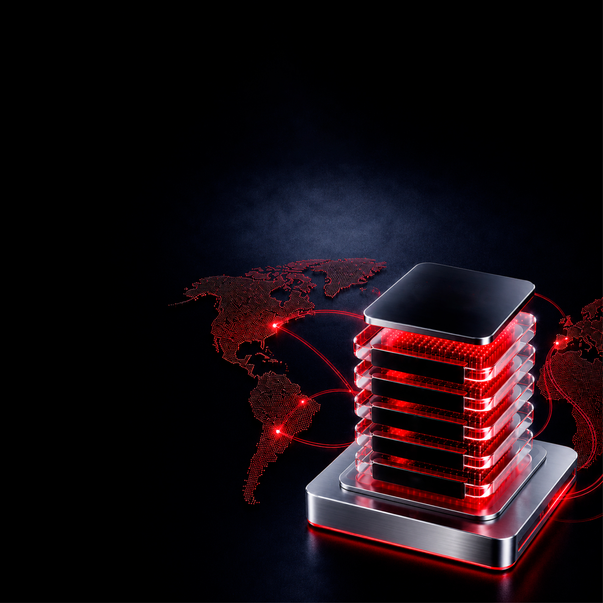 A stack of LEDs on a connected world map