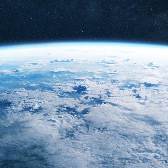 Partial image of the globe as seen from space