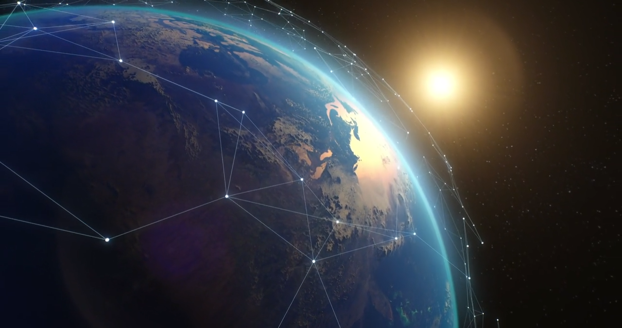 Image of the world and the sun symbolizing global connection.